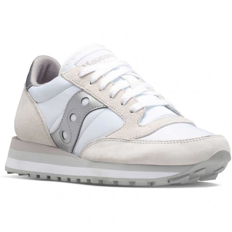 White / Silver Saucony Jazz Triple Women's Sneakers | PHILIPPINES-AOT