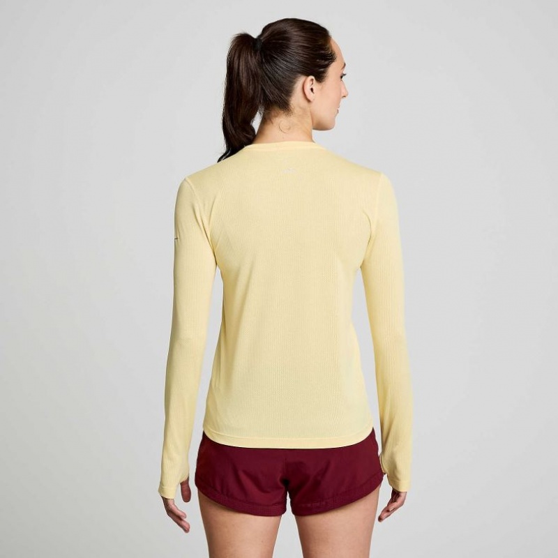 Yellow Saucony Stopwatch Graphic Long Sleeve Women's T-Shirt | PHILIPPINES-IEU