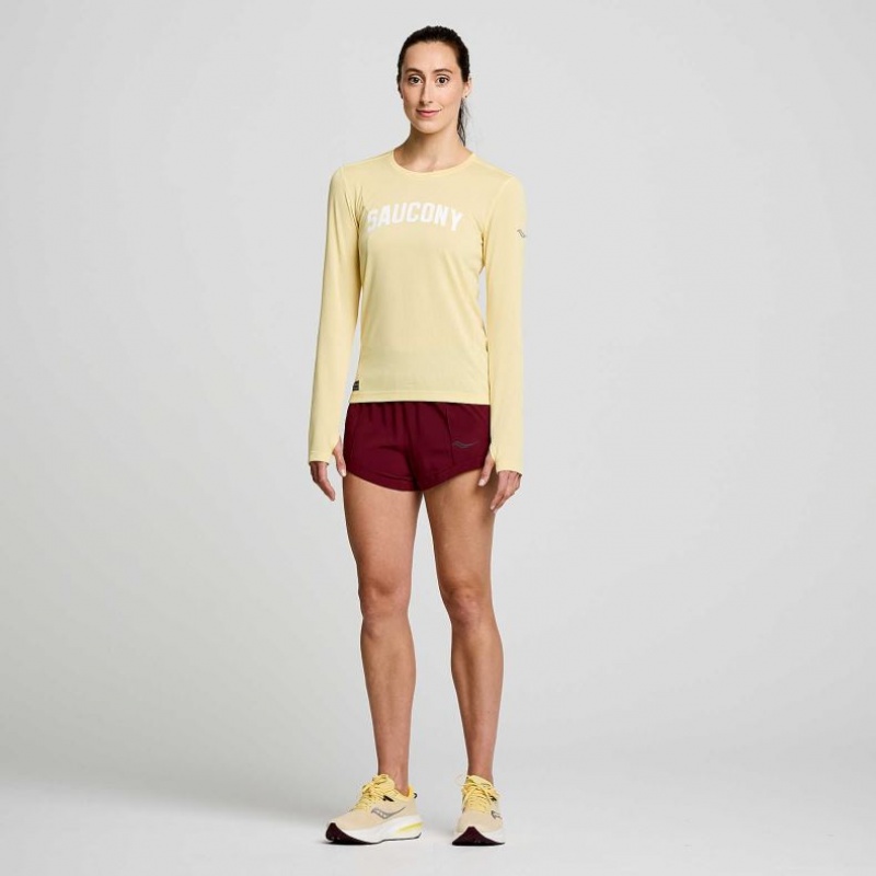 Yellow Saucony Stopwatch Graphic Long Sleeve Women's T-Shirt | PHILIPPINES-IEU