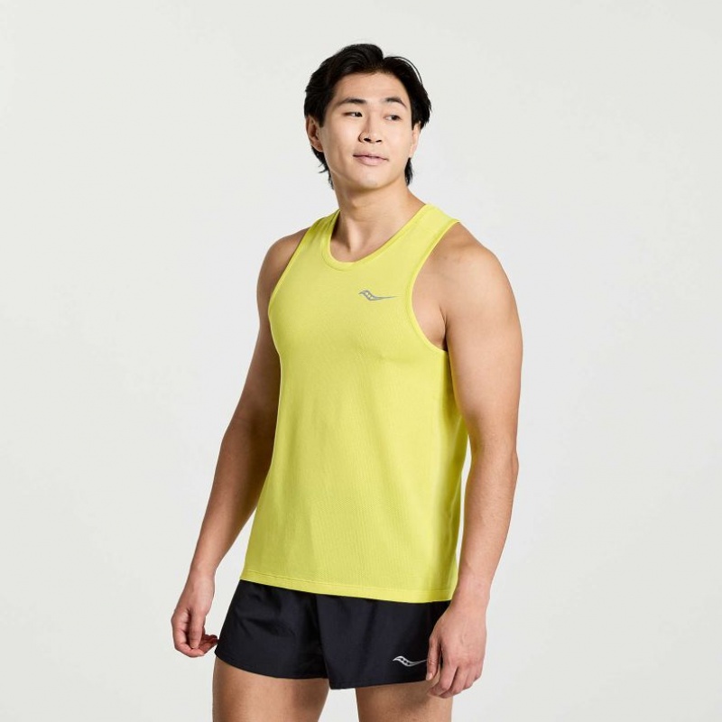 Yellow Saucony Stopwatch Men\'s Singlet | PHILIPPINES-RFI