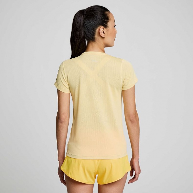 Yellow Saucony Stopwatch Short Sleeve Women's T-Shirt | PHILIPPINES-FCV