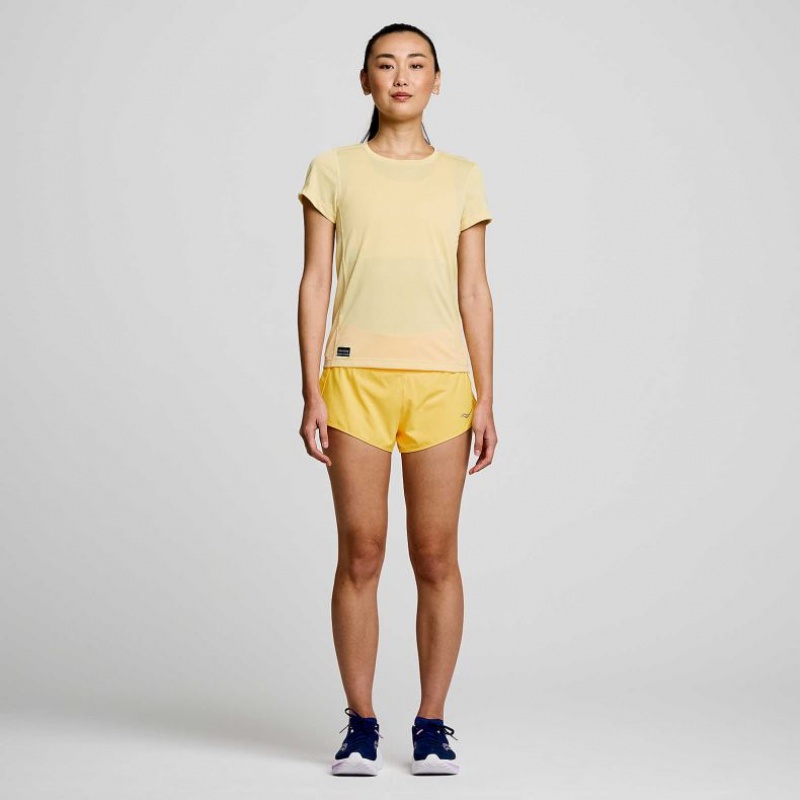 Yellow Saucony Stopwatch Short Sleeve Women's T-Shirt | PHILIPPINES-FCV